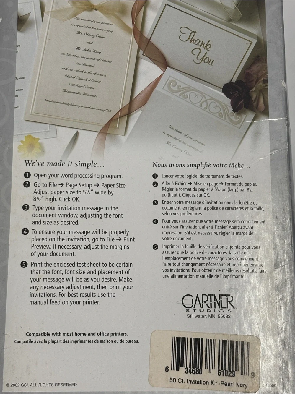 Gartner Wedding Invitations and Thank You Notes